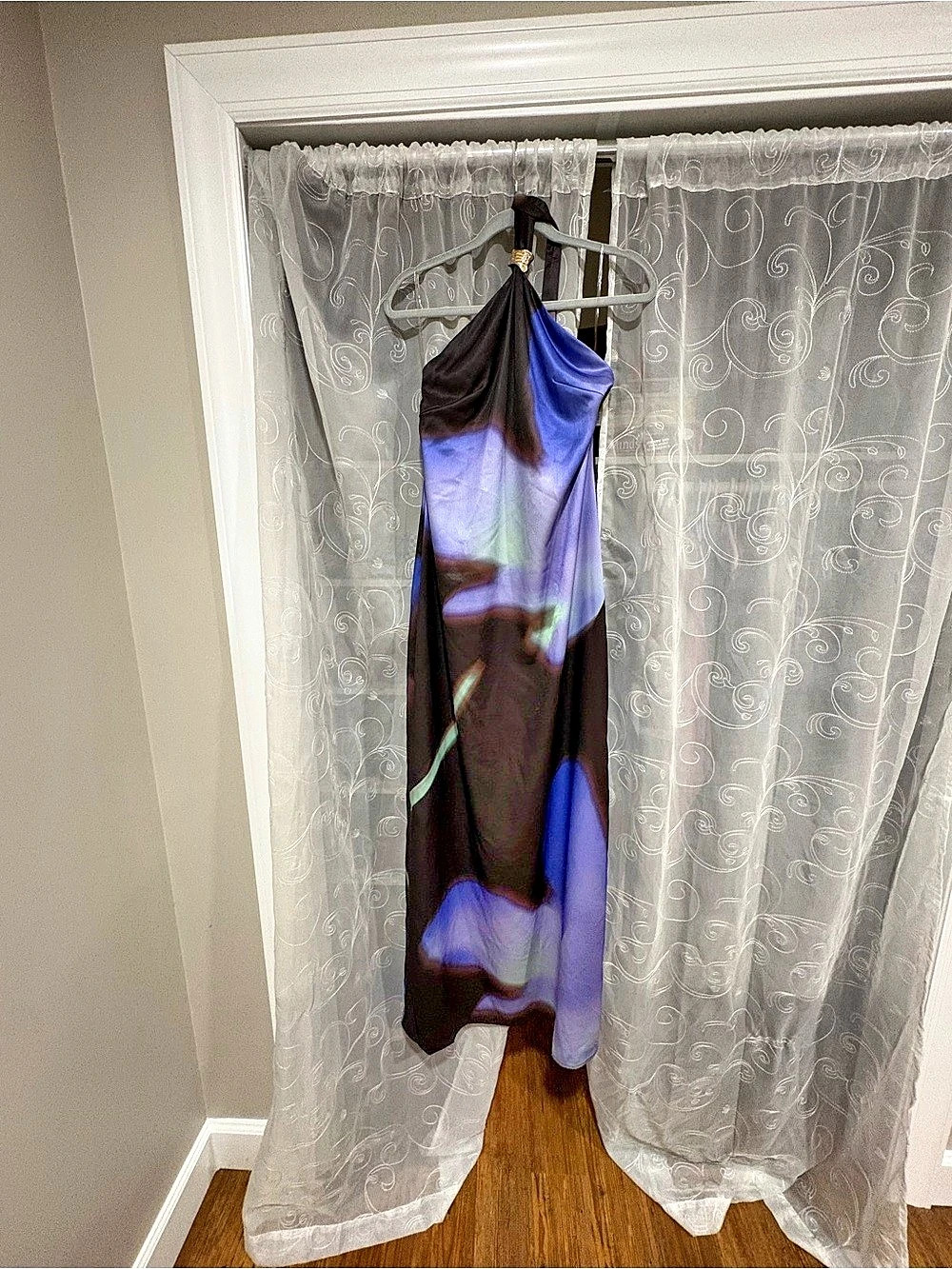 Abstract Purple & Black Maxi Dress